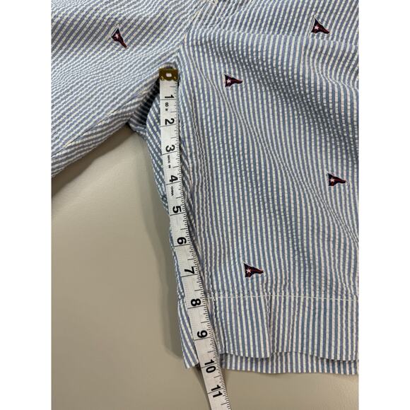 Polo Ralph Lauren Mens Seersucker Shorts 36 Nautical Flag Embroidered Striped - Picture 6 of 16